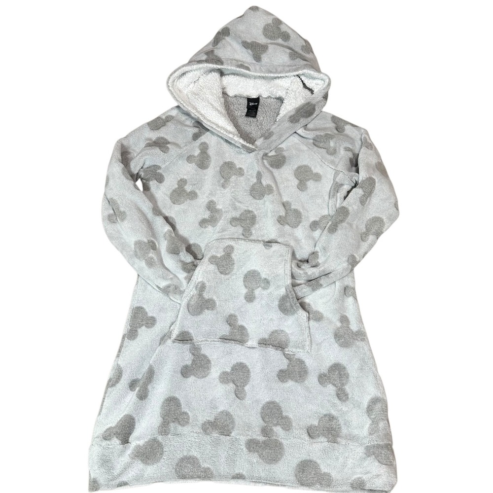 Disney Dress Womens Medium Grey Excellent Faux Fur Lined Mickey Hoodie Fleece